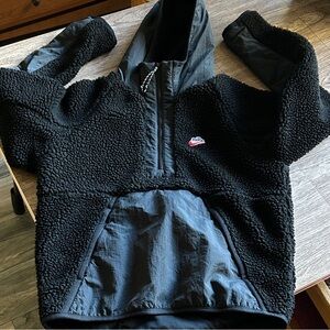 Nike Black Sherpa Fleece with Red Logo, men’s small